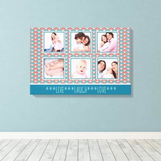 Photo Collage with Decorative Fan Pattern Canvas Afdruk (Insitu (Houten vloer))