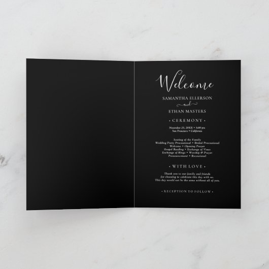 Photo Collage Zwart Trouwprogramma Programma (Binnen)