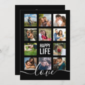 Photo Collage Zwart Trouwprogramma Programmakaart (Voorkant / Achterkant)