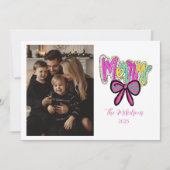 Photo Colorful Merry Bow Christmas Feestdagenkaart (Voorkant)