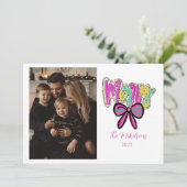 Photo Colorful Merry Bow Christmas Feestdagenkaart (Staand voorkant)