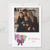 Photo Colorful Merry Bow Christmas Feestdagenkaart (Voorkant)