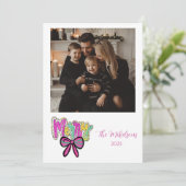Photo Colorful Merry Bow Christmas Feestdagenkaart (Staand voorkant)