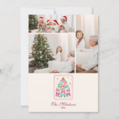 Photo Coquette Bow Pink Tree Christmas Feestdagenkaart (Voorkant)