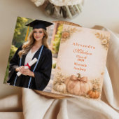 Photo Coquette Bow Pumpkin Fall Graduation Aankondiging