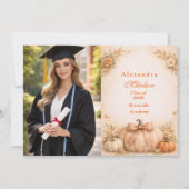 Photo Coquette Bow Pumpkin Fall Graduation Aankondiging (Voorkant)