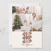 Photo Coquette Gingham Ho Ho Ho Christmas Feestdagenkaart (Voorkant)