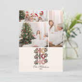 Photo Coquette Gingham Ho Ho Ho Christmas Feestdagenkaart (Staand voorkant)