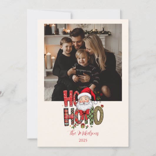 Photo Coquette Ho Ho Ho Santa Christmas Feestdagenkaart (Voorkant)