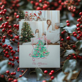 Photo Coquette Pink Bow Christmas Feestdagenkaart