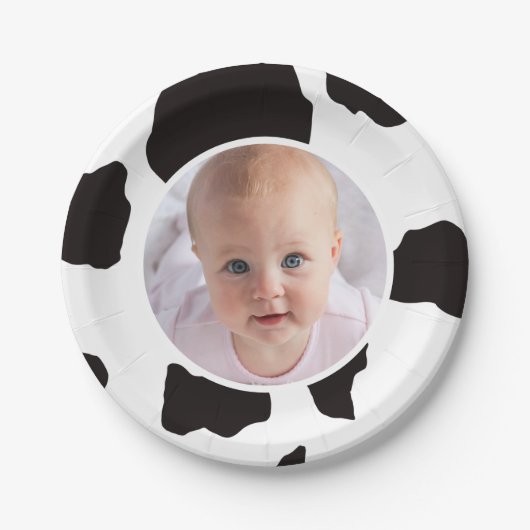 Photo Cow Print Birthday Papieren Bordje (Voorkant)