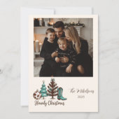 Photo Cowgirl Rustic Howdy Christmas Feestdagenkaart (Voorkant)