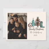 Photo Cowgirl Rustic Howdy Christmas Feestdagenkaart (Voorkant)