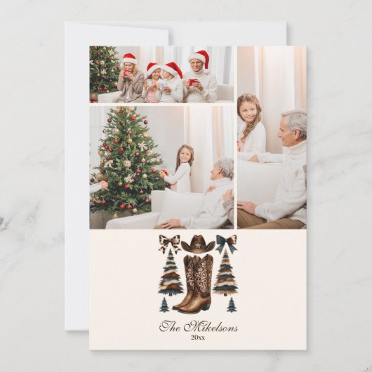 Photo Cowgirl Western Bow Christmas Feestdagenkaart (Voorkant)