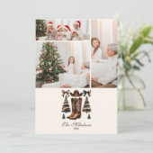 Photo Cowgirl Western Bow Christmas Feestdagenkaart (Staand voorkant)