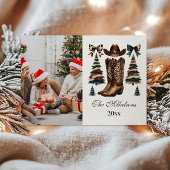 Photo Cowgirl Western Bow Christmas Feestdagenkaart
