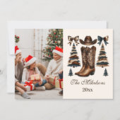 Photo Cowgirl Western Bow Christmas Feestdagenkaart (Voorkant)