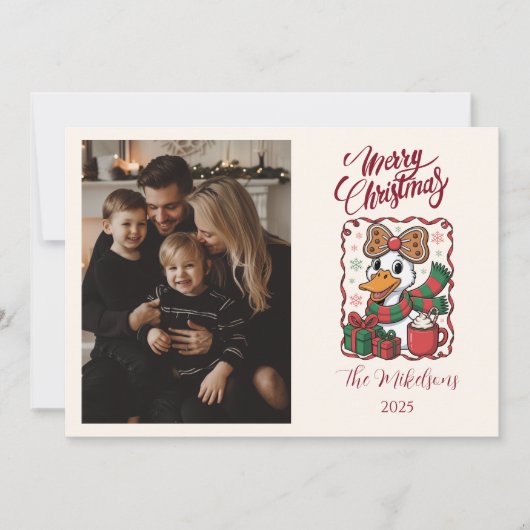 Photo Cozy Duck Christmas Feestdagenkaart (Voorkant)