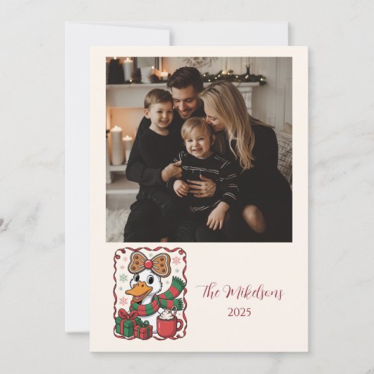 Photo Cozy Duck Christmas Feestdagenkaart (Voorkant)