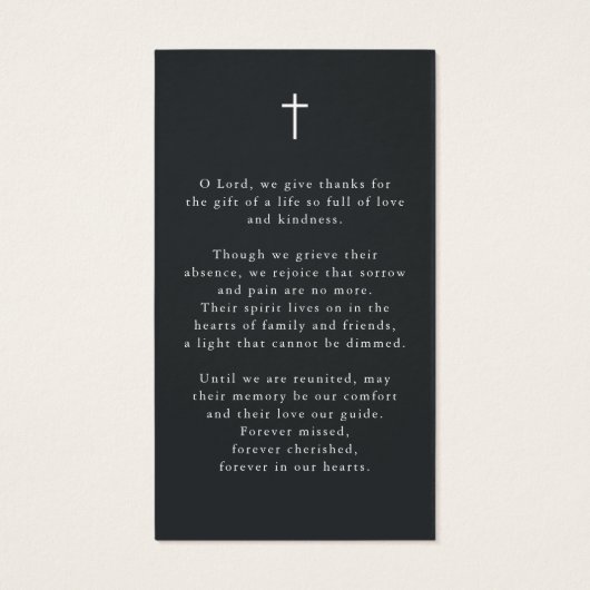 Photo Cross In Loving Memory Funeral Prayer Card Visitekaartje (Achterkant)