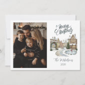 Photo Custom Christmas Village Portrait Feestdagenkaart (Voorkant)