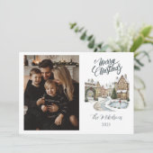 Photo Custom Christmas Village Portrait Feestdagenkaart (Staand voorkant)