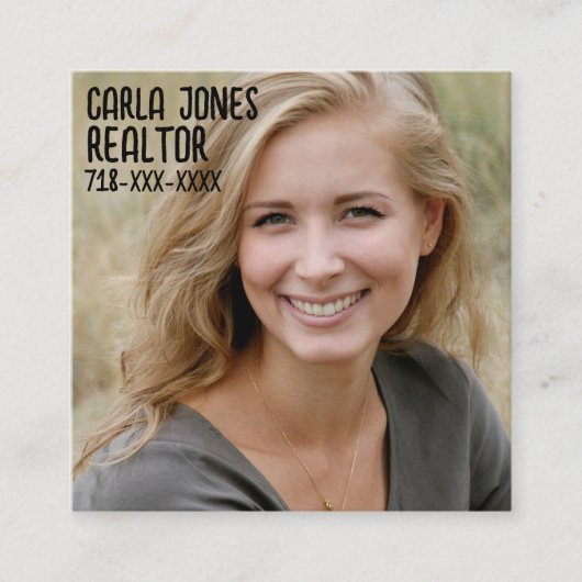 PHOTO CUSTOM MODERN BUSINESS CARDS VIERKANTE VISITEKAARTJE (Voorkant)