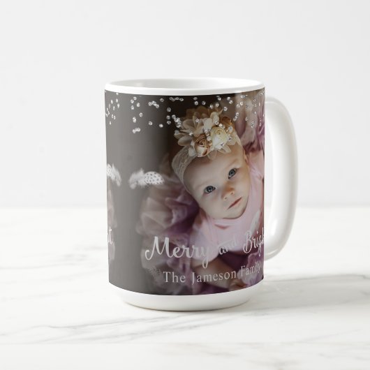 Photo Customized Christmas Silver Dots Frame Koffiemok (Voorkant rechts)