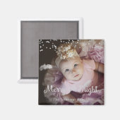 Photo Customized Christmas Silver Dots Frame Magneet (Voorkant / Achterkant)