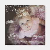 Photo Customized Christmas Silver Dots Frame Magneet (Voorkant)