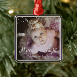 Photo Customized Christmas Silver Dots Frame Metalen Ornament