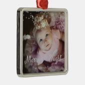 Photo Customized Christmas Silver Dots Frame Metalen Ornament (Rechts)