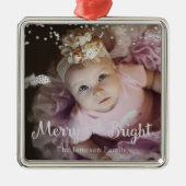 Photo Customized Christmas Silver Dots Frame Metalen Ornament (Voorkant)