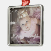 Photo Customized Christmas Silver Dots Frame Metalen Ornament (Links)