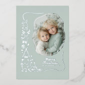 Photo | Cute Winter Woodland Christmas Greeting Folie Feestdagenkaart (Voorkant)