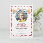 Photo Dirty Thirty 30th Birthday Invitation Kaart (Staand voorkant)