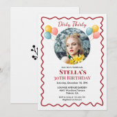 Photo Dirty Thirty 30th Birthday Invitation Kaart (Voorkant / Achterkant)