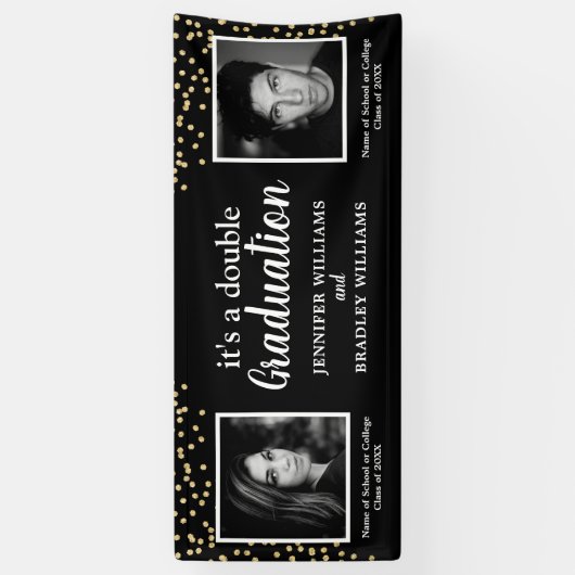 Photo Double Graduation Party Banner (Verticaal)