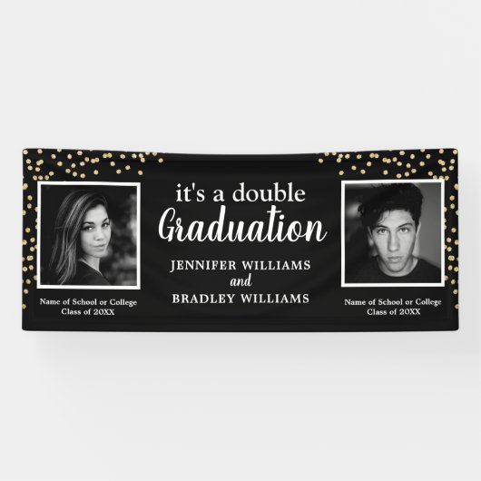 Photo Double Graduation Party Banner (Horizontaal)