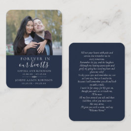 Photo Double Memorial Funeral Blue Prayer Card Visitekaartje