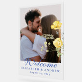 Photo Dusty Blue Crest Floral Wedding Acryl Bord (Hoek)