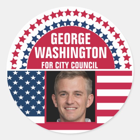 Photo Election Campaign Classic Round Sticker (Voorkant)