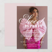 Photo Elegance Sweet 16 Birthday Party Invitation Kaart (Voorkant / Achterkant)