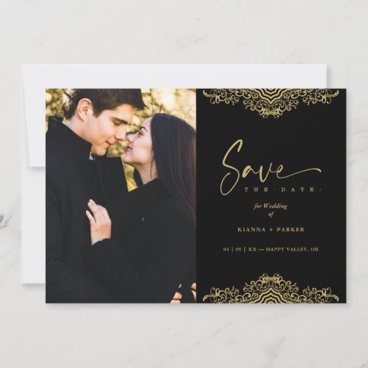 Photo Elegant Fake Golden Filigree Wedding (Voorkant)