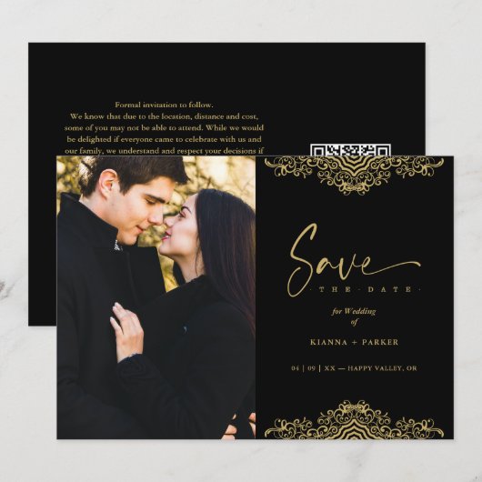 Photo Elegant Fake Golden Filigree Wedding (Voorkant / Achterkant)