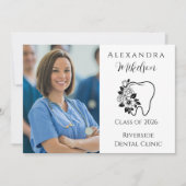 Photo Elegant Floral Tooth Dental Graduation Aankondiging (Voorkant)