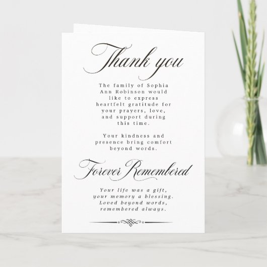 Photo Elegant Script Memorial Remembrance Program  Kaart (Achterkant)