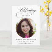 Photo Elegant Script Memorial Remembrance Program  Kaart (Gele Bloem)