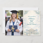 Photo Elegant White Coat Dentist Graduation Party Aankondiging (Voorkant)