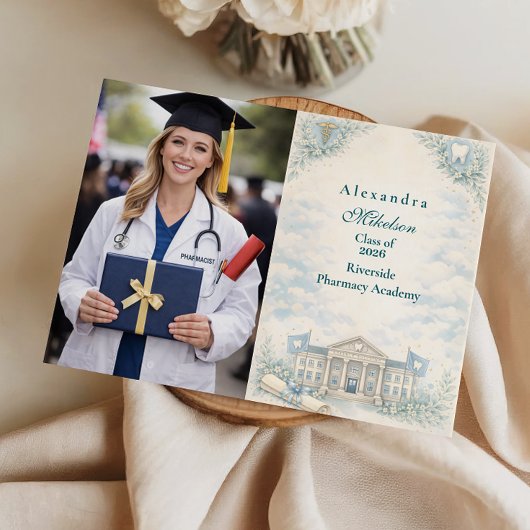 Photo Elegant White Coat Dentist Graduation Party Aankondiging